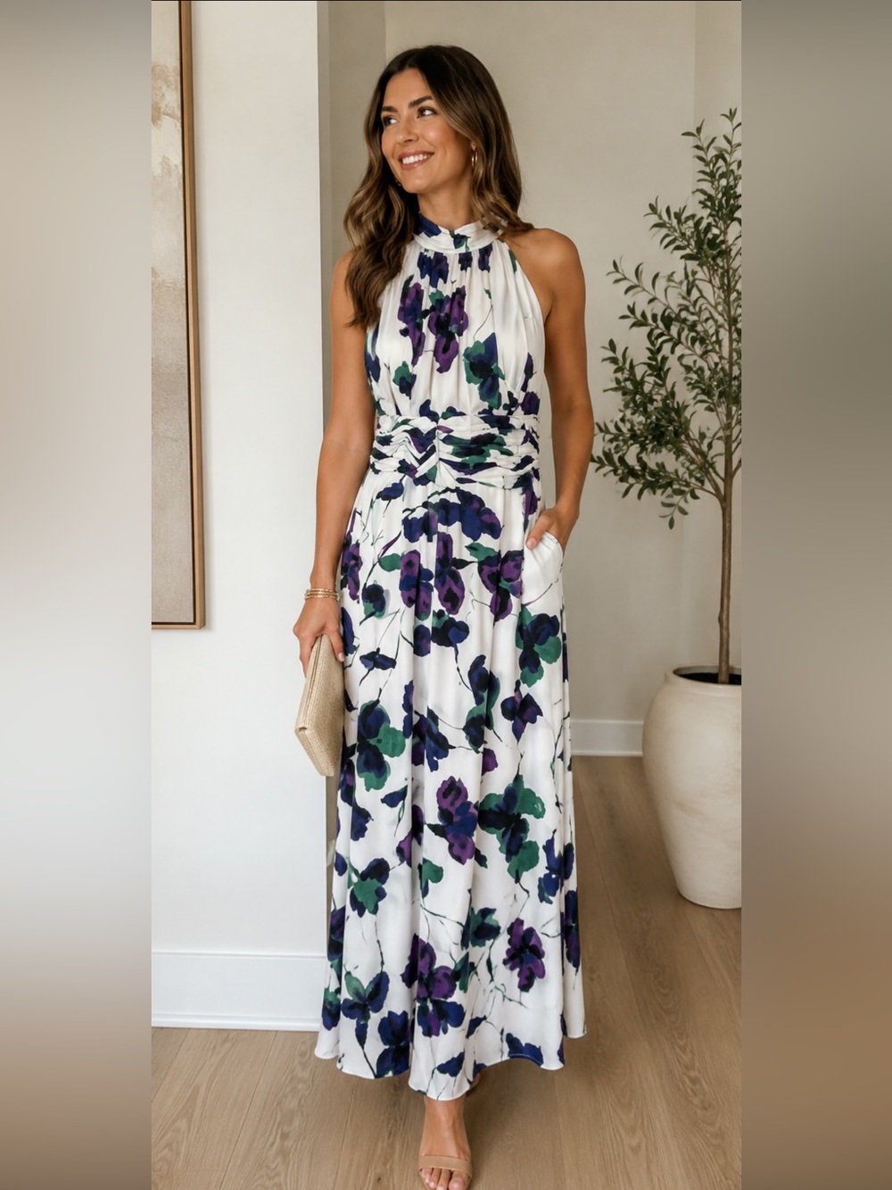 Evan Picone Dress size 12P 12 Petite Floral fit & flare Sleeveless Tropical